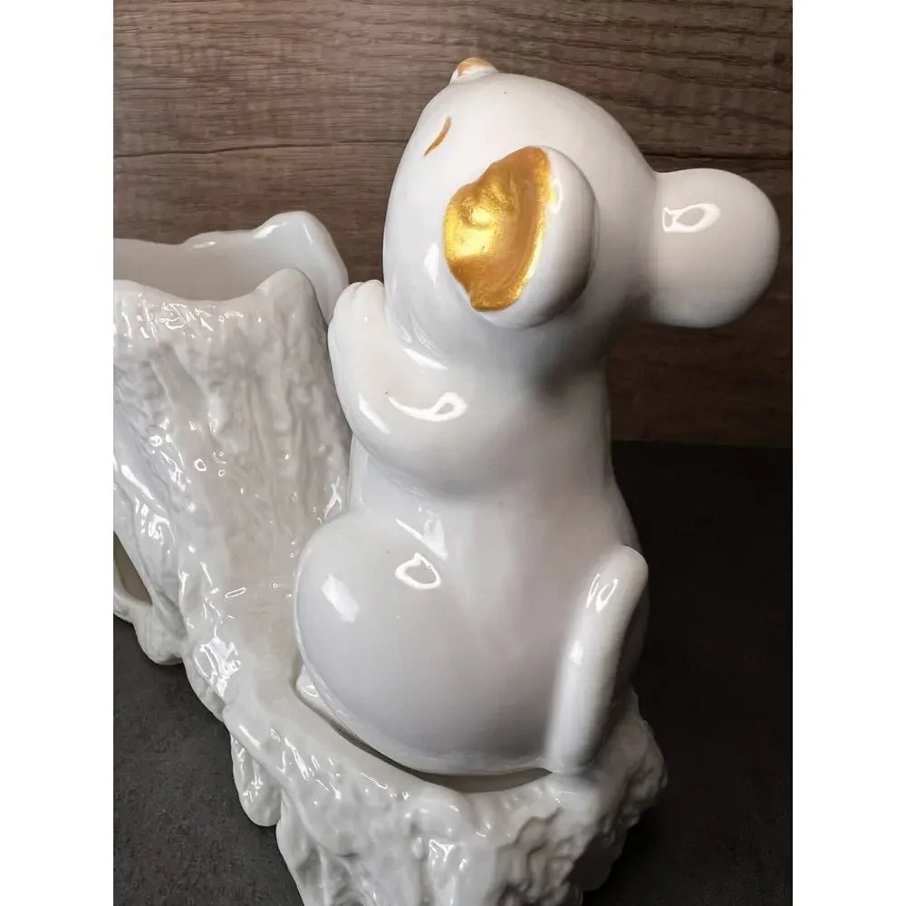 VTG White Mouse Tree Trunk Vase Succulent Planter Ceramic 99 INTL